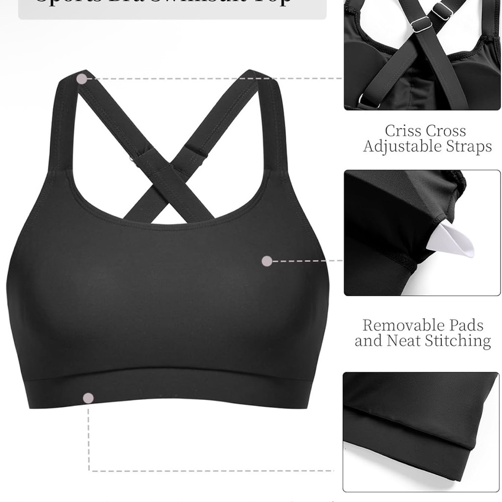 DACI Elegant Black Criss Cross Sports Bra